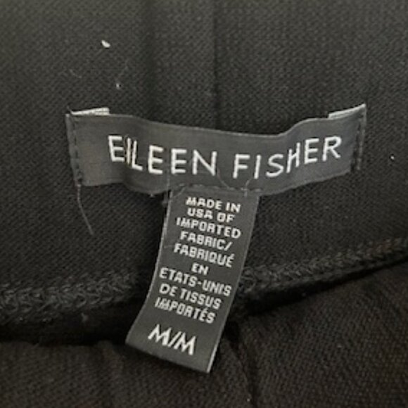Eileen Fisher Black Viscose Blend Wide Leg Knit Pull-on Pants- Size Medium - Picture 3 of 5